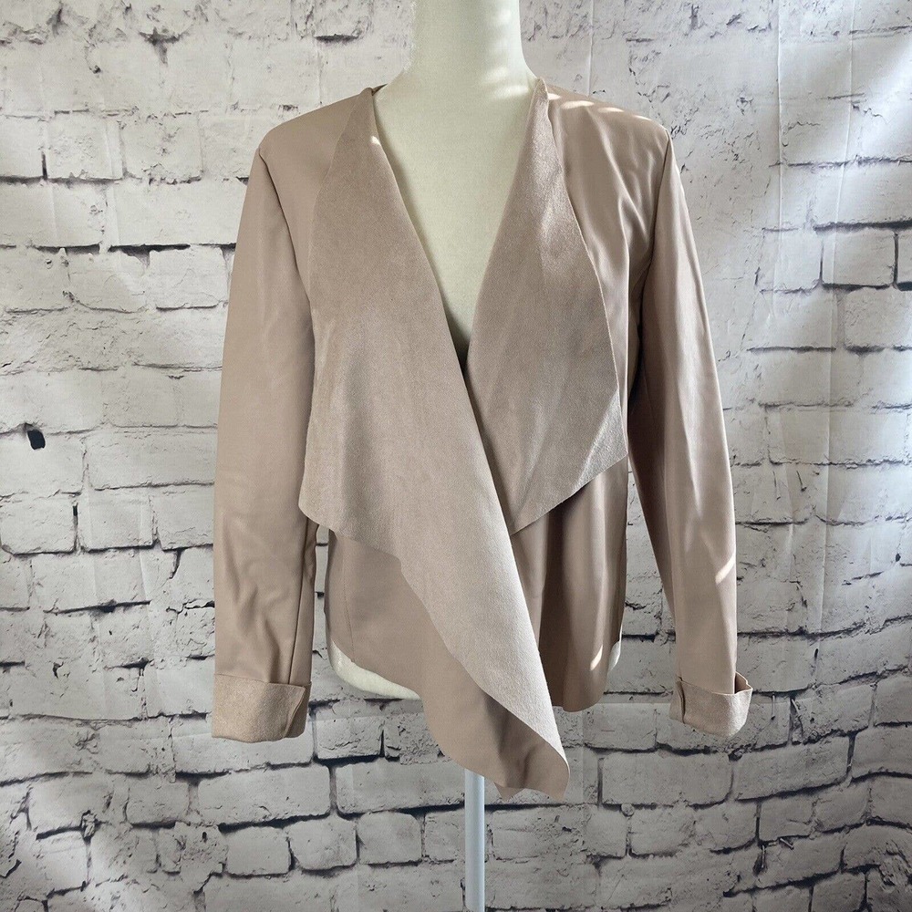 Bagatelle Waterfall Open Front Faux Leather Jacket‎ Pink Womens Size Medium